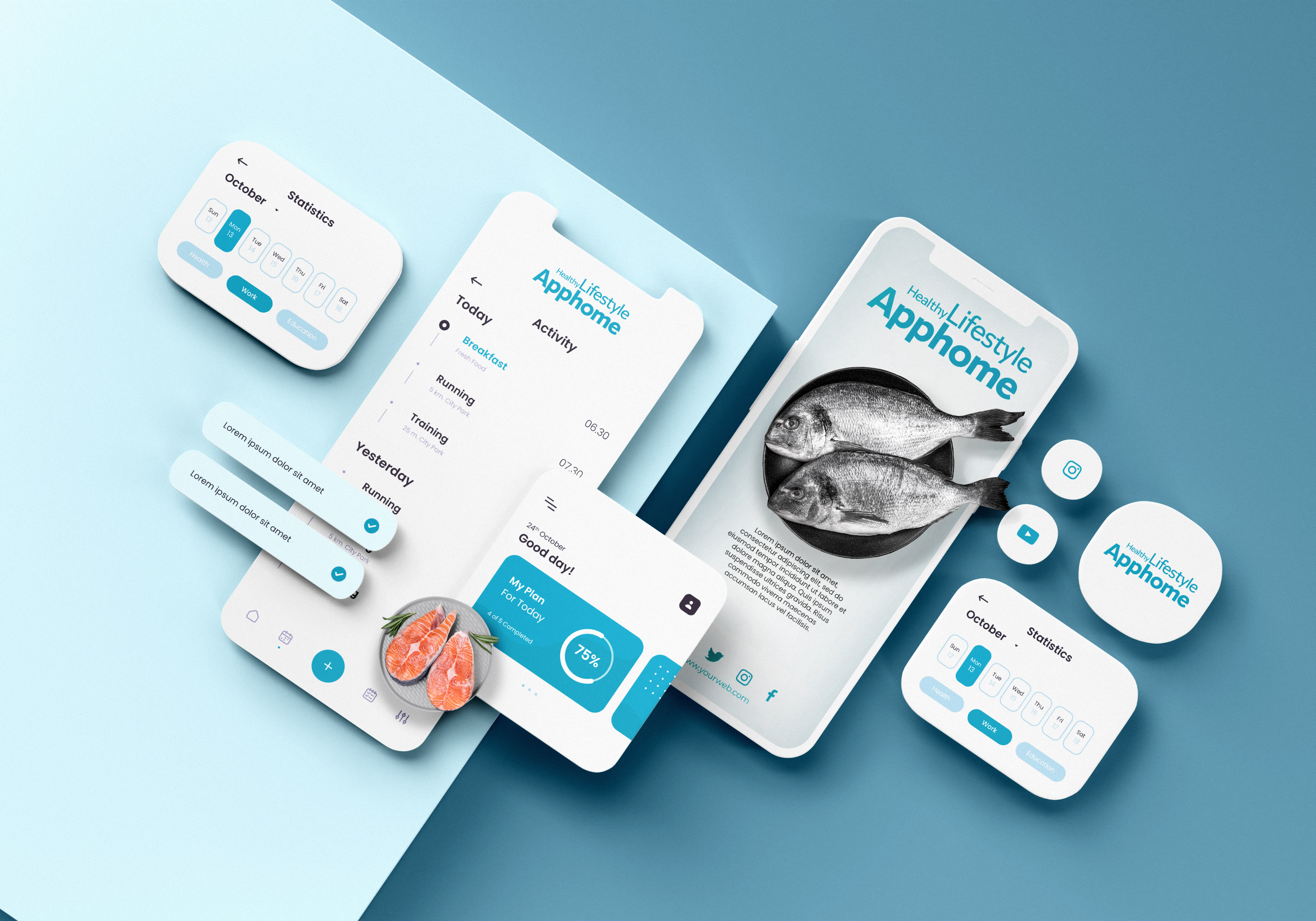 Mobile app interface showcase